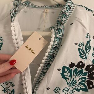 Green and white floral dress